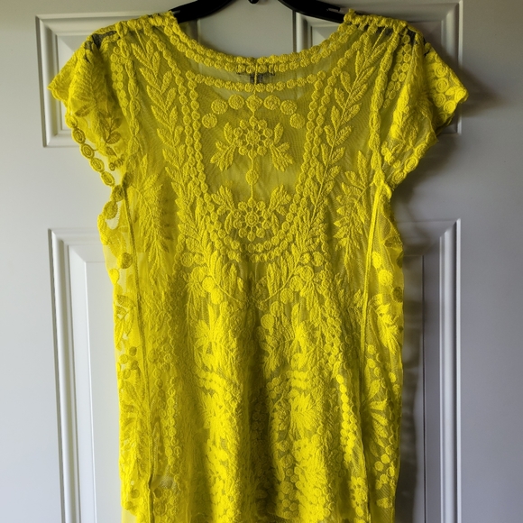 Signature Studio Sheer Yellow Blouse sz XL - Picture 2 of 3